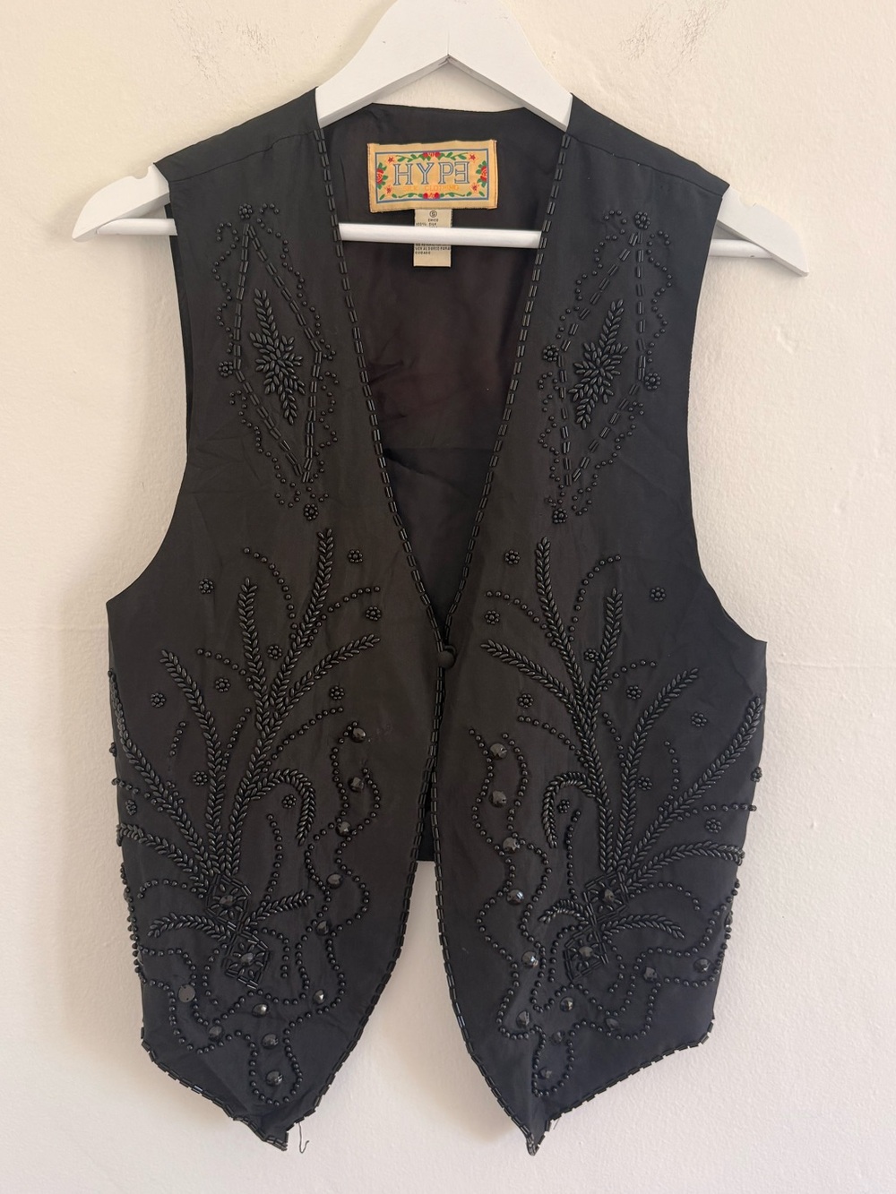 VintageSilk Black Beaded Embroidered Vest